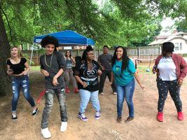 Students dancing outside at Latino Night